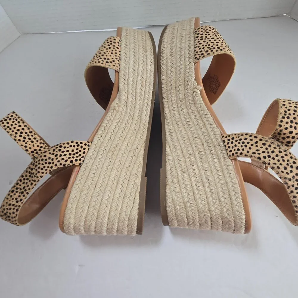 J.Crew Leopard Print Calf Hair Wedge Espadrille Sandals 8.5